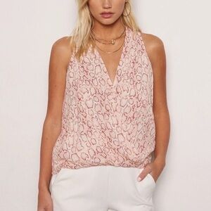Tart Collections Carinna Coral Sleeveless Python Print Wrap Top Blouse M NWT